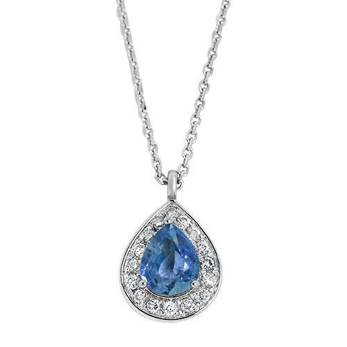 Sapphire and Diamond Pendant With Chain