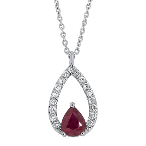 Ruby and Diamond Pendant With Chain