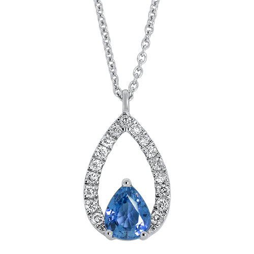 Sapphire and Diamond Pendant With Chain