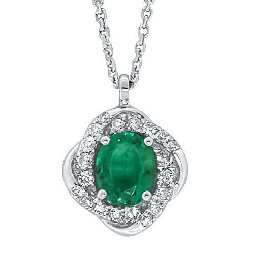 Emerald and Diamond Pendant With Chain