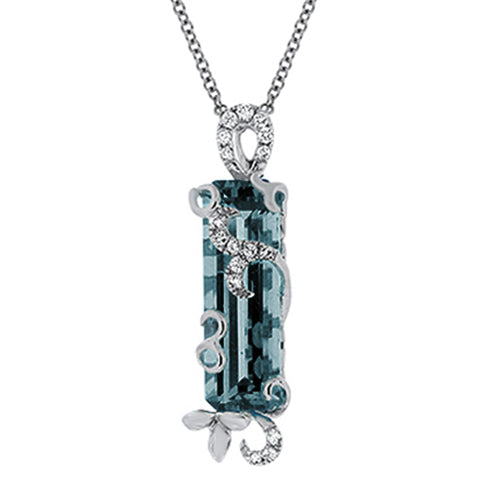 London Blue Topaz and Diamond Pendant With Chain