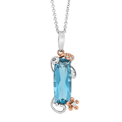Blue Topaz and Diamond Pendant With Chain