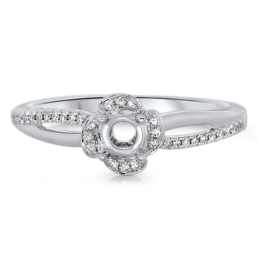Diamond  Mini Flower Engagement Ring