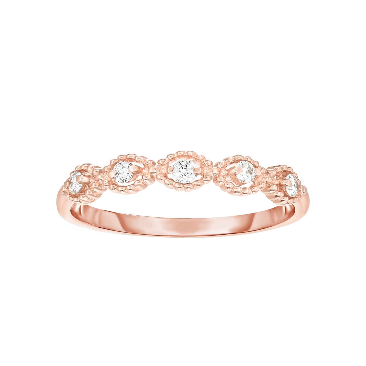 14K Gold .10ct Diamond Oval Shape Stackable Ring