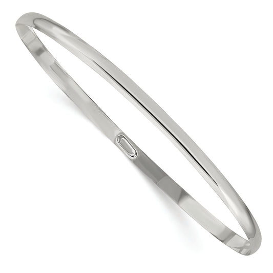 Sterling Silver 3mm Solid Polished Plain Slip-On Bangle Bracelet