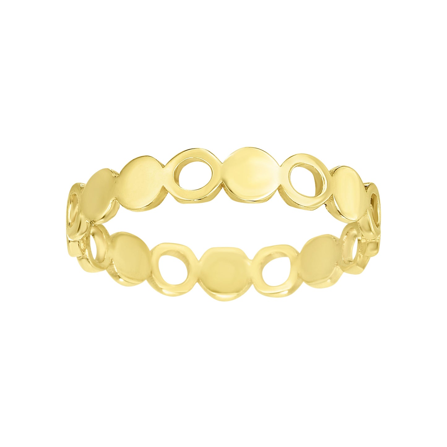 14K Gold Alternating Open Circle Stackable Ring