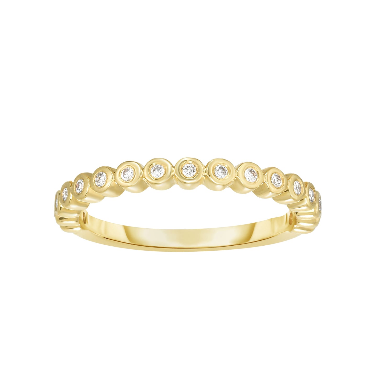 14K Gold .15ct Diamond Bezel Set Stackable Ring