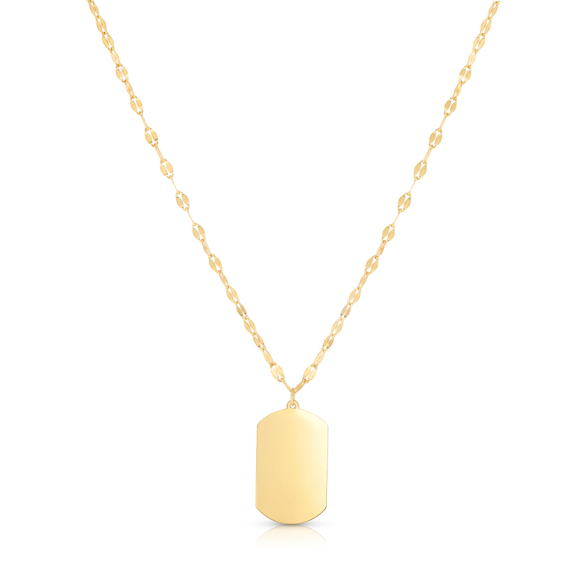 14K Gold DogTag with Mirror Chain