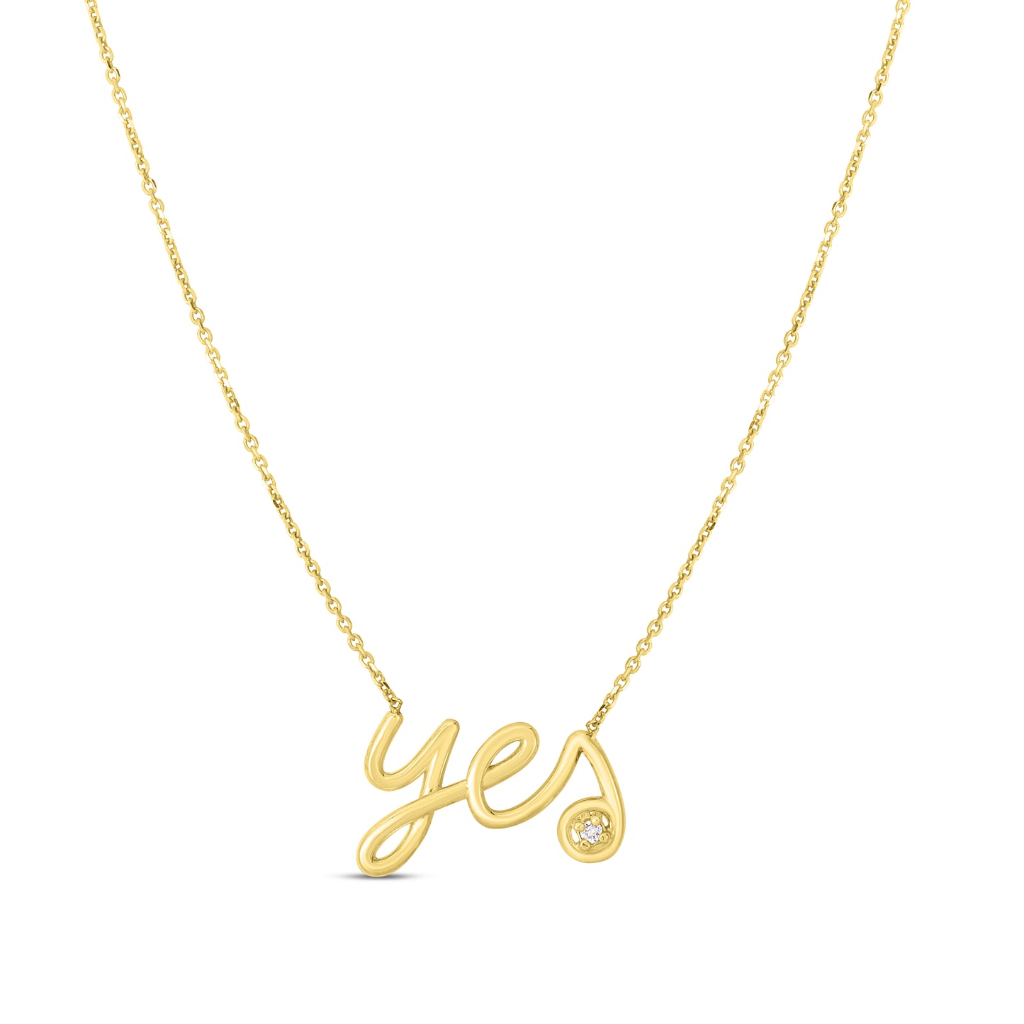 14K Gold Diamond Say Yes" Necklace"