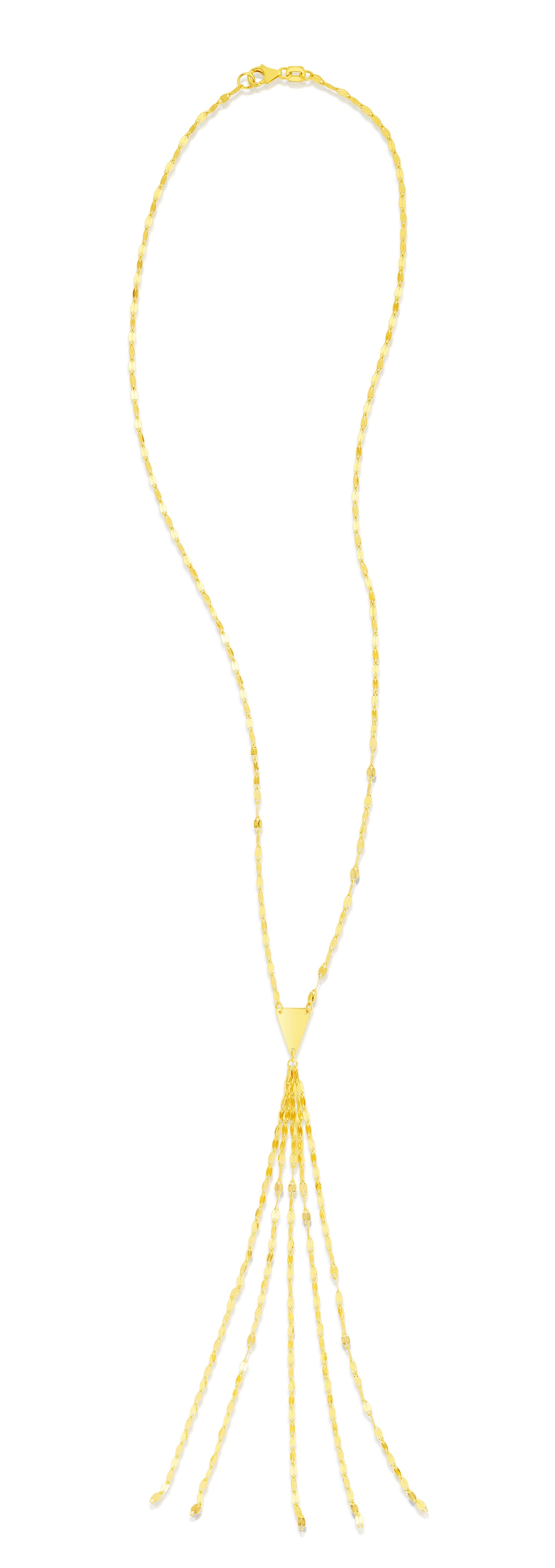 14k Gold Fancy Lariat Mirror Chain Necklace