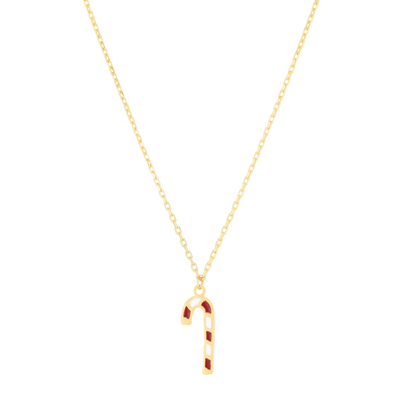 14K Gold Candy Cane Necklace