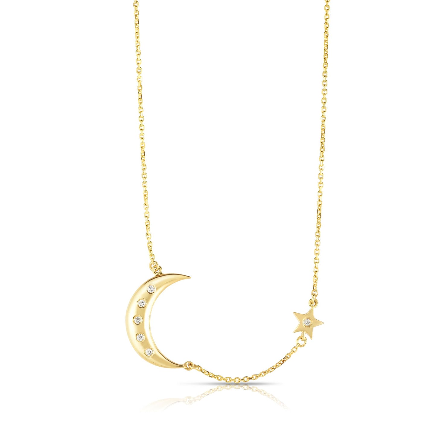 14K Gold .06ct Diamond Celestial Necklace
