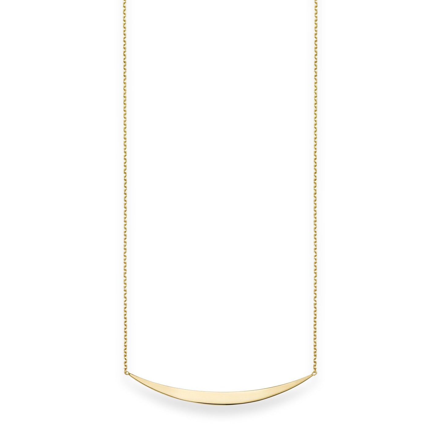 14K Gold Polished Crescent Bar Necklace