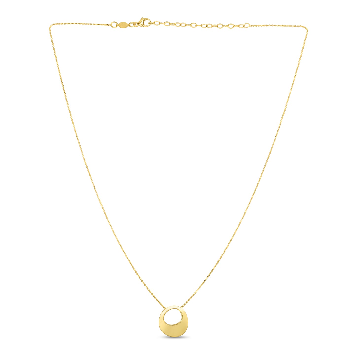 14K Gold Polished Open Circle Necklace