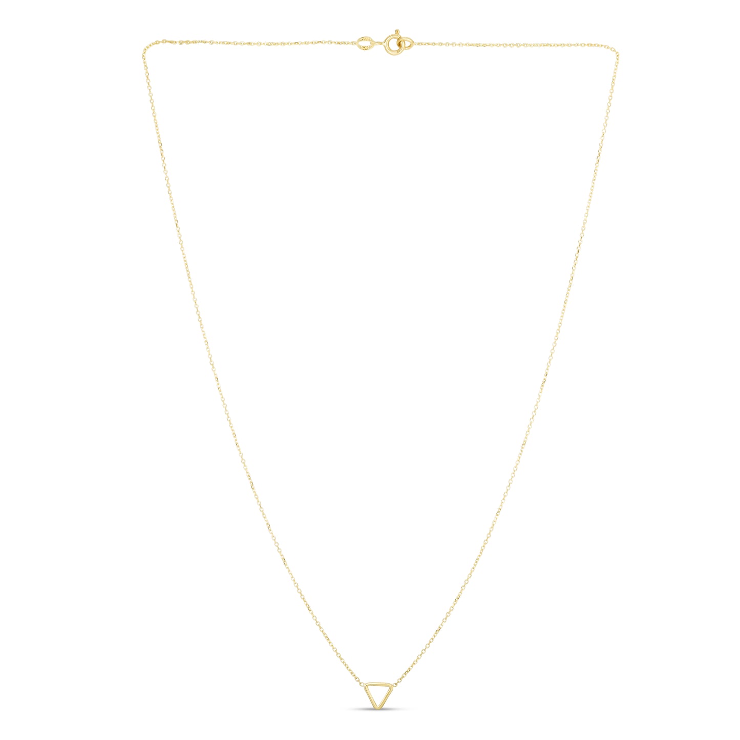 14K Gold Polished Mini Open Triangle Necklace
