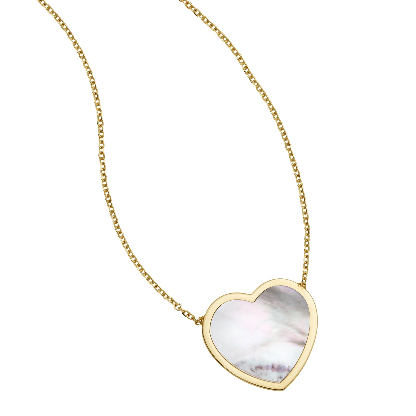 14K Gold Mother of Pearl Heart Necklace