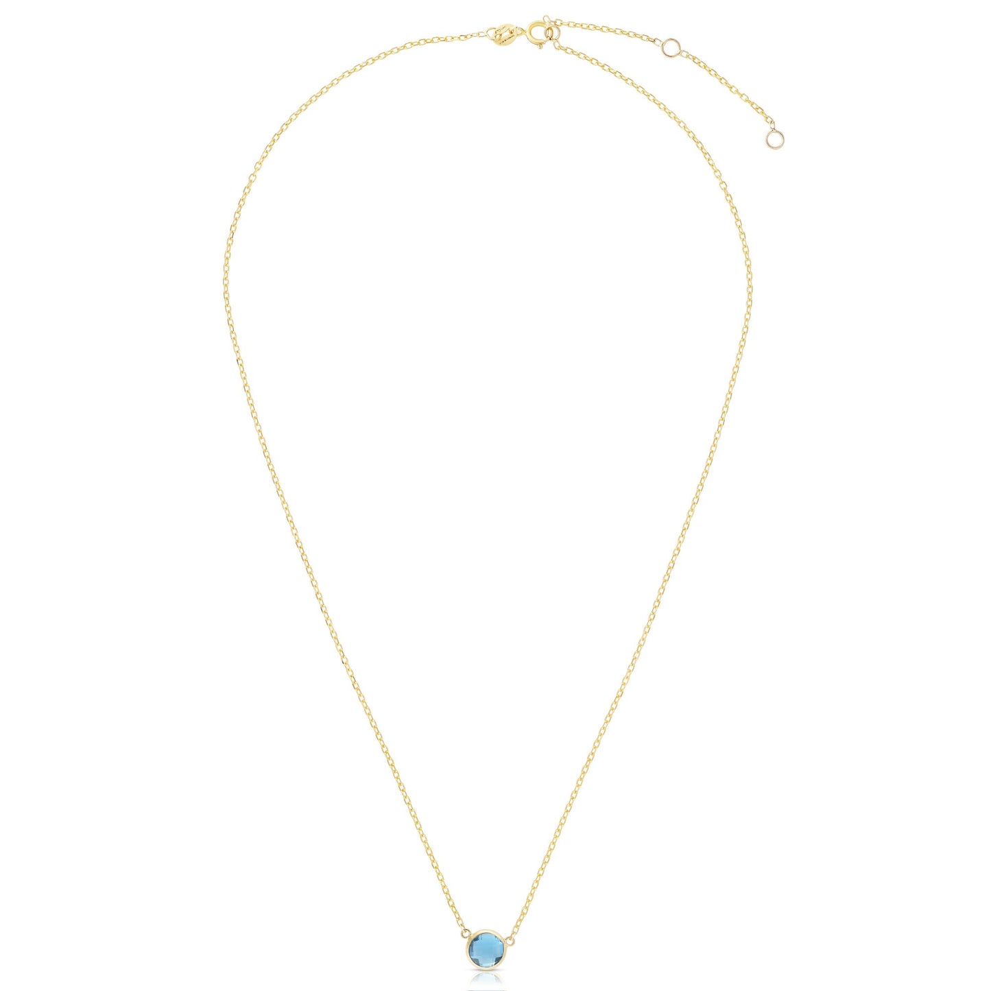 14K Gold & Blue Topaz Solitaire Necklace