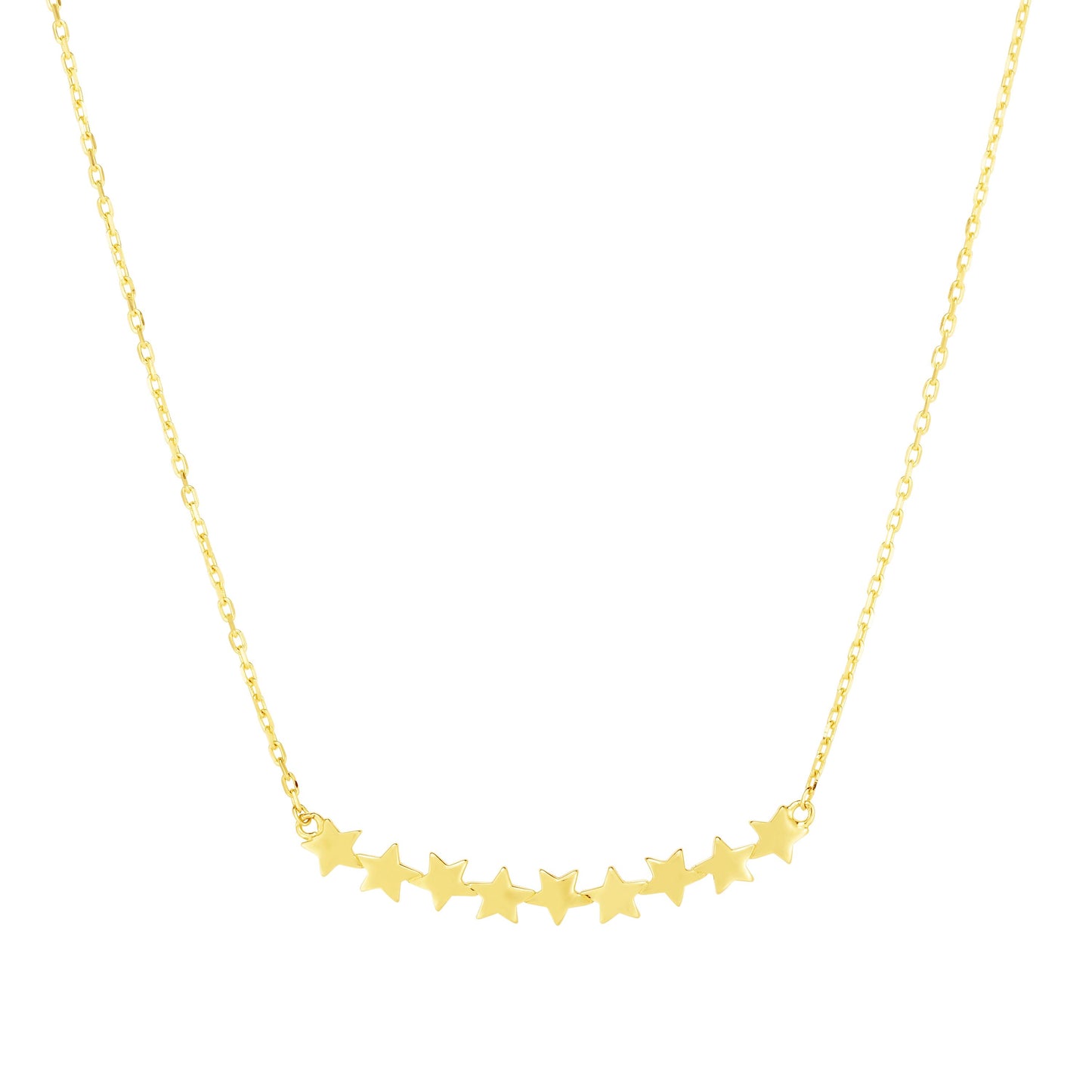 14K Gold Polished Star Bar Necklace