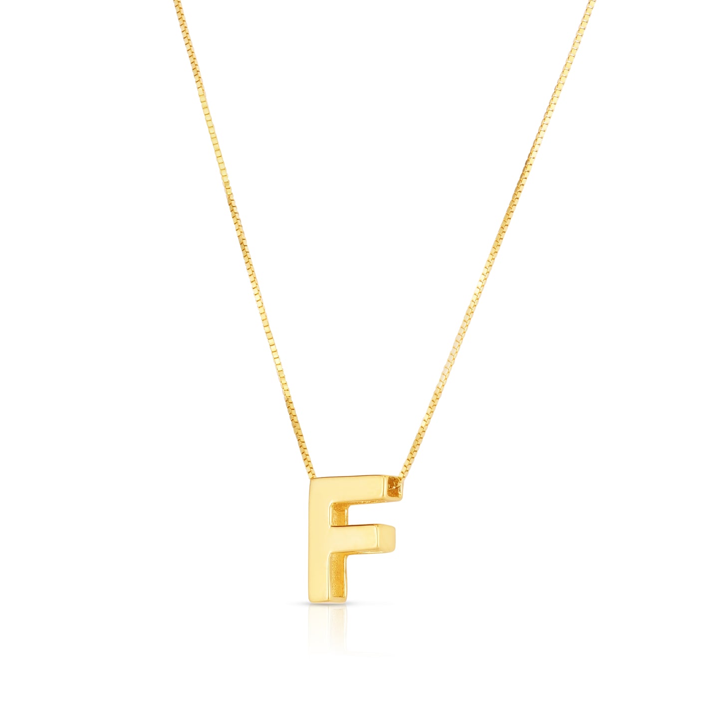 14K Gold Block Letter Initial F Necklace
