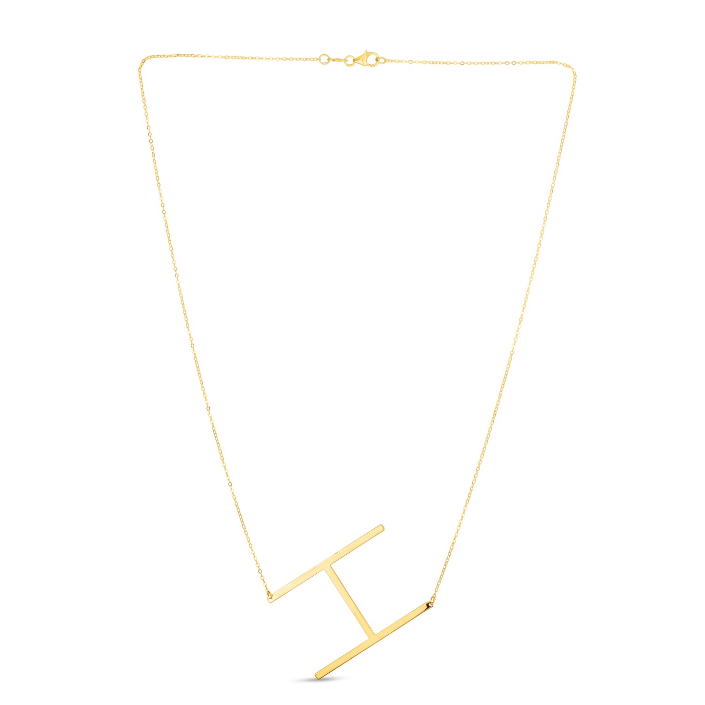 14K Gold Large Initial H Necklace