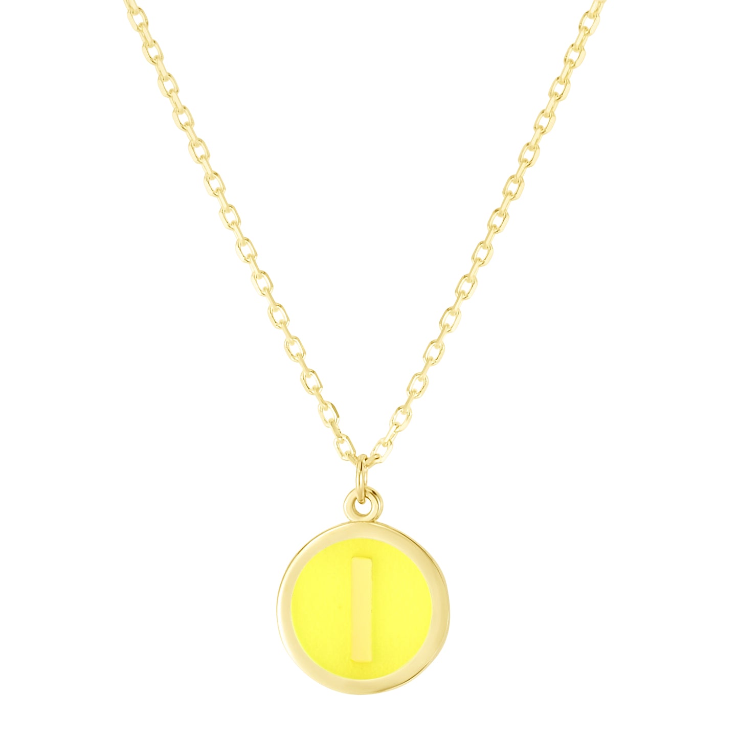 14K Yellow Enamel I Initial Necklace