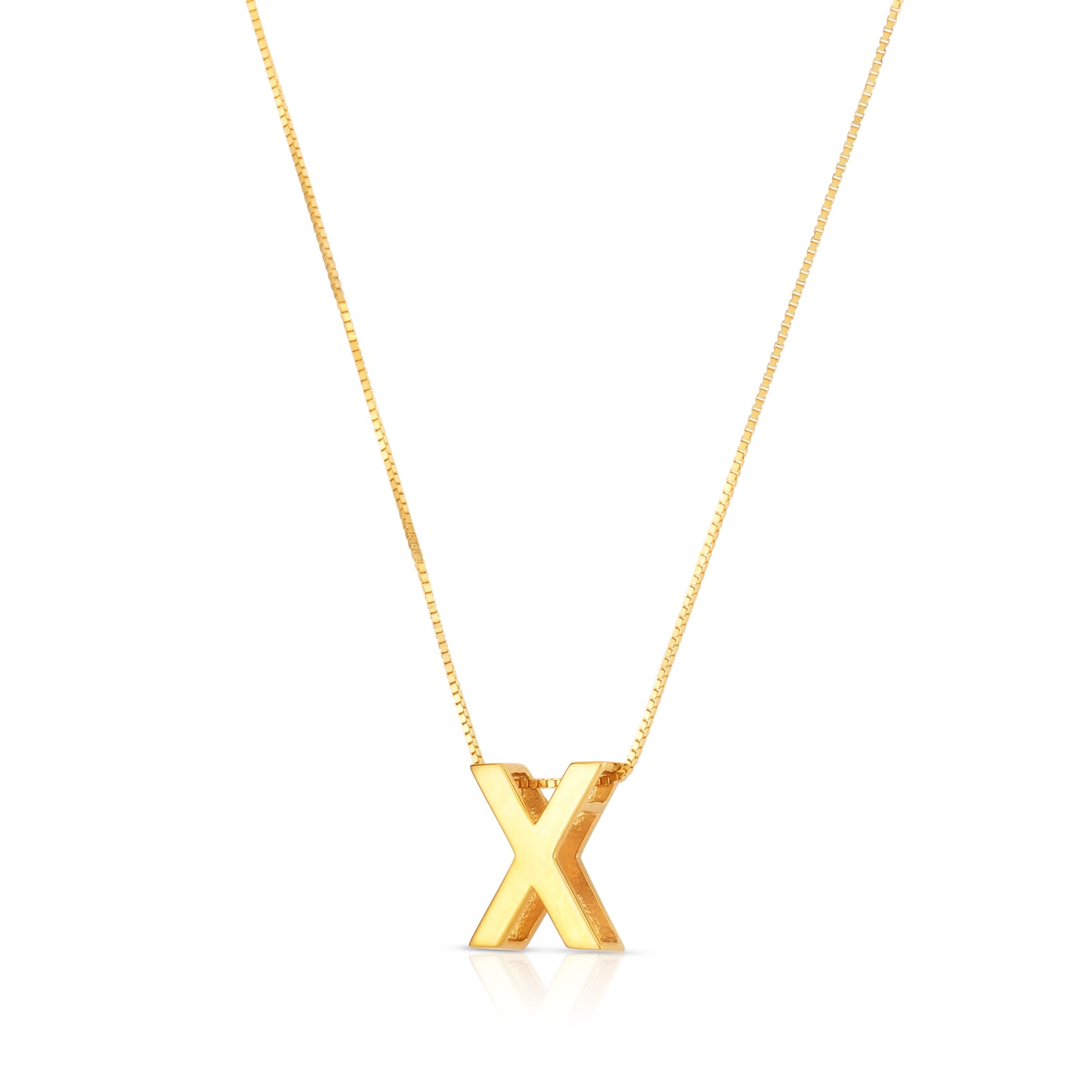 14K Gold Block Letter Initial X Necklace