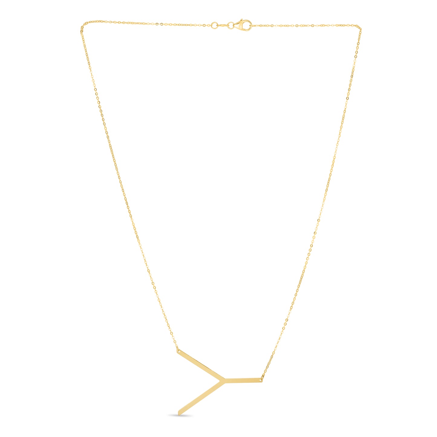 14K Gold Large Initial Y Necklace