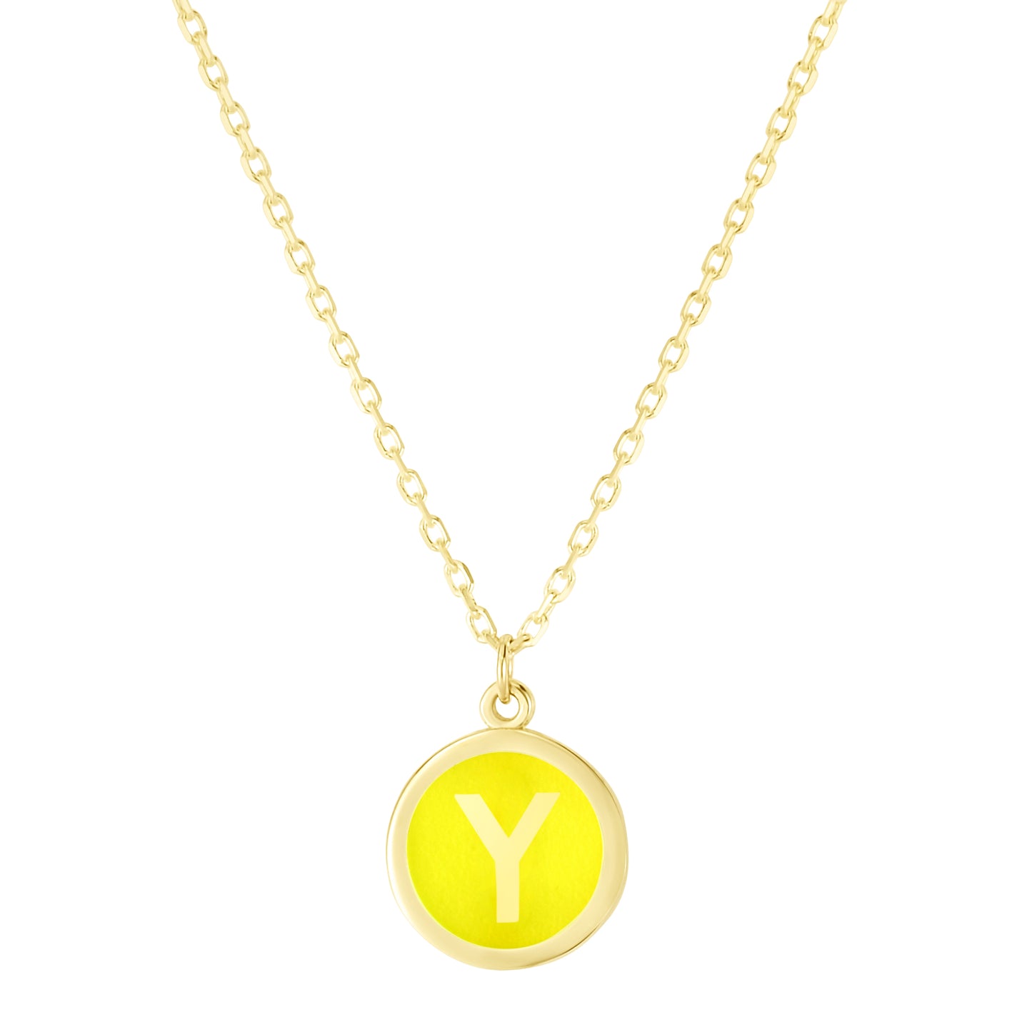 14K Yellow Enamel Y Initial Necklace