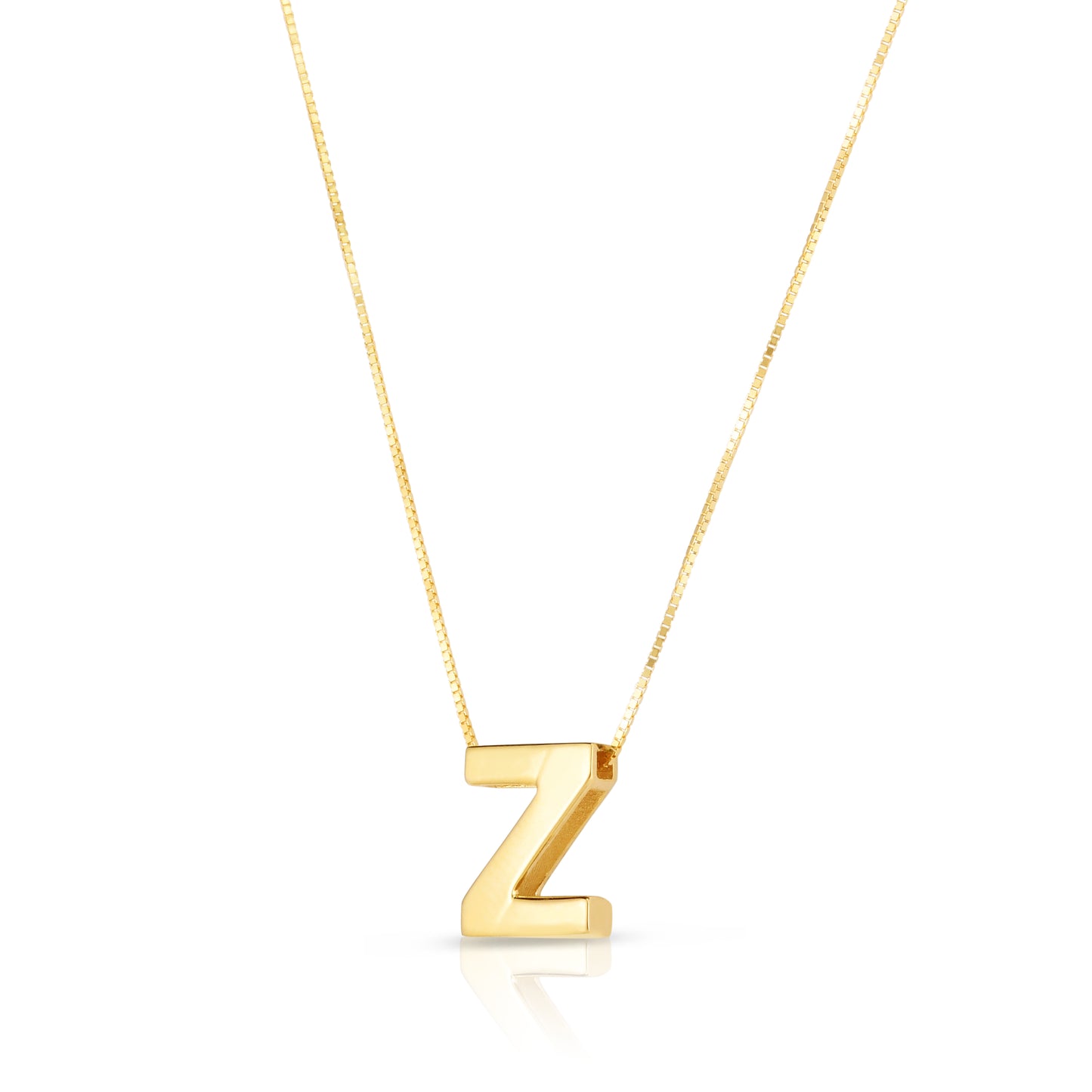 14K Gold Block Letter Initial Z Necklace