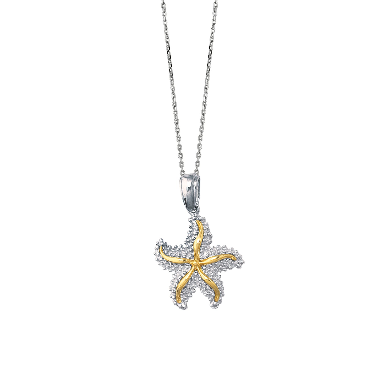 14K & Silver Star Fish Necklace