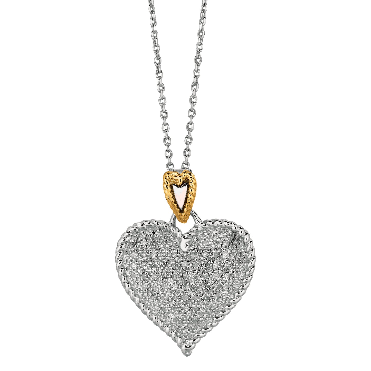 14K & Silver Heart Necklace
