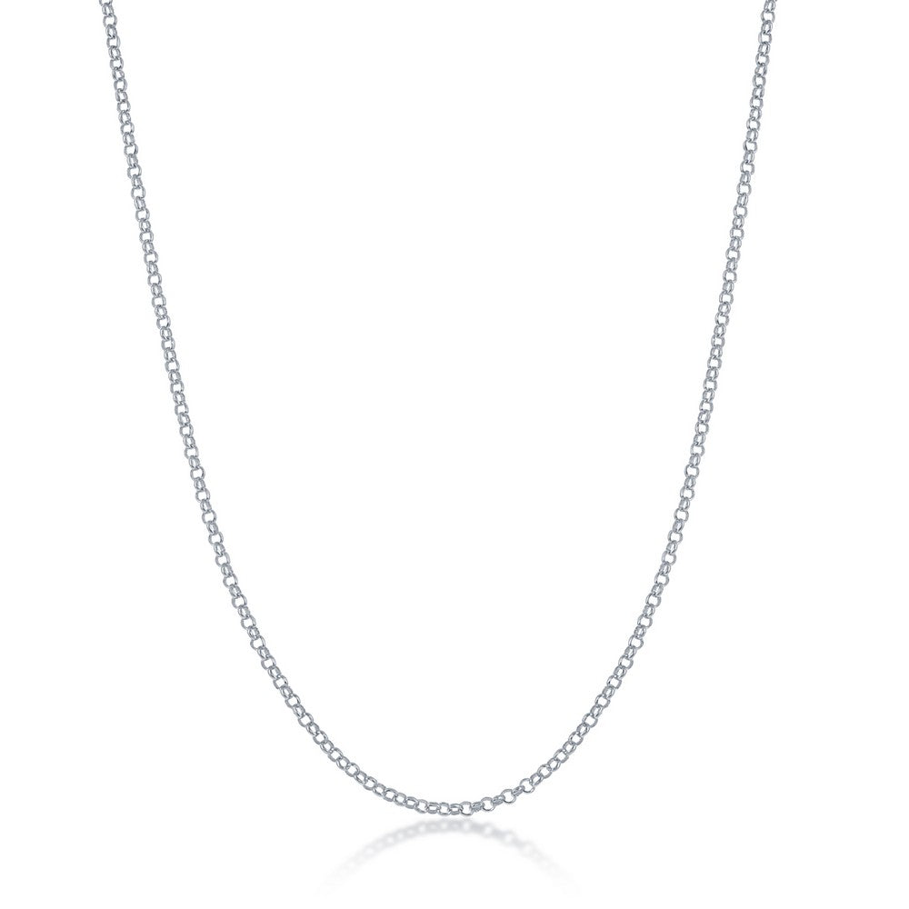 Sterling Silver 1.5mm Rolo Chain - Rhodium Plated