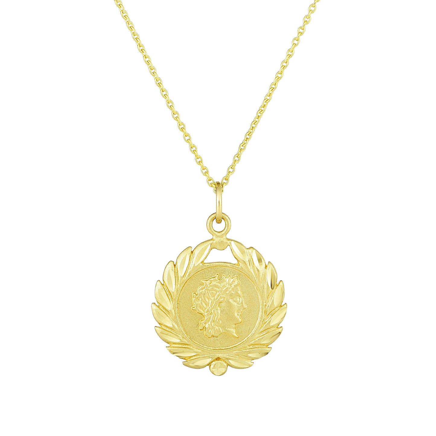 14K Gold Roman Coin & Leaf Inspired Necklace