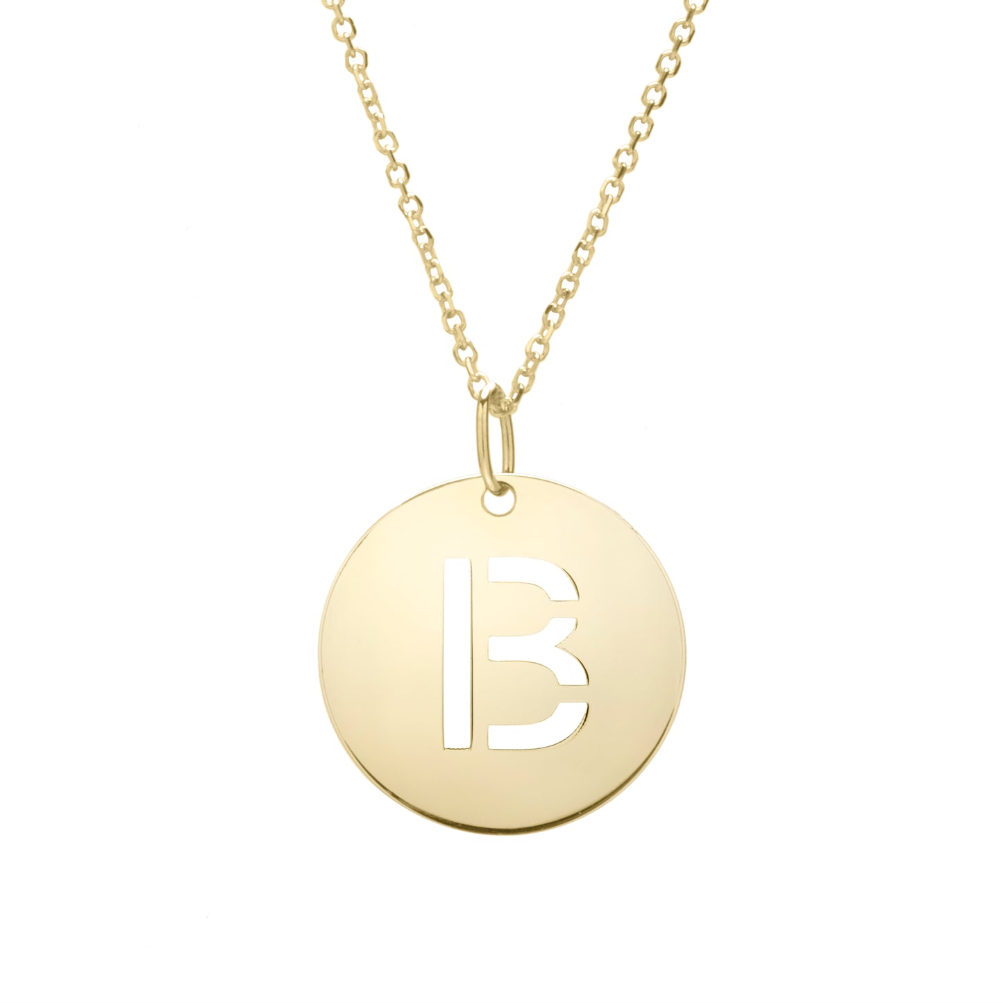 14K Gold Disc Initial B Necklace