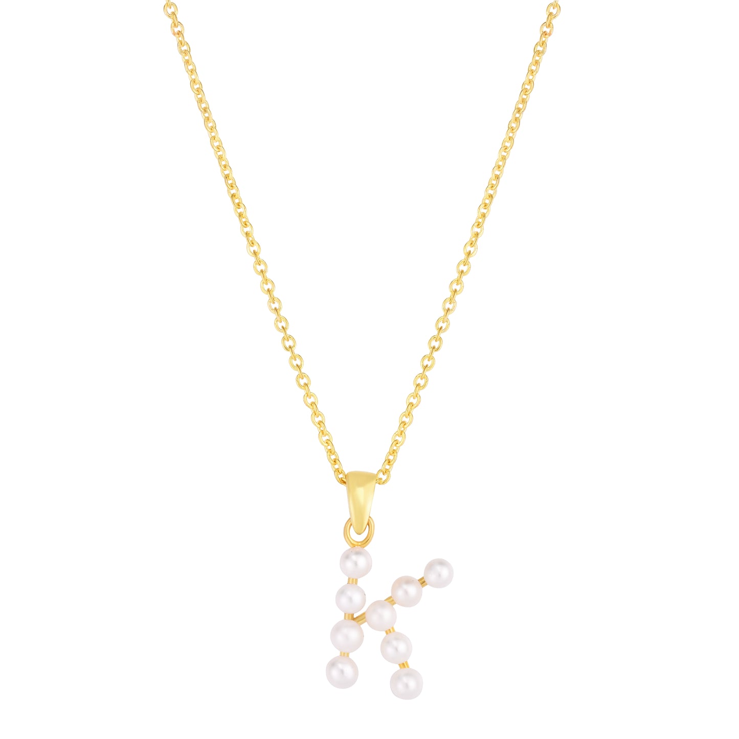 14K Pearl K Initial Necklace