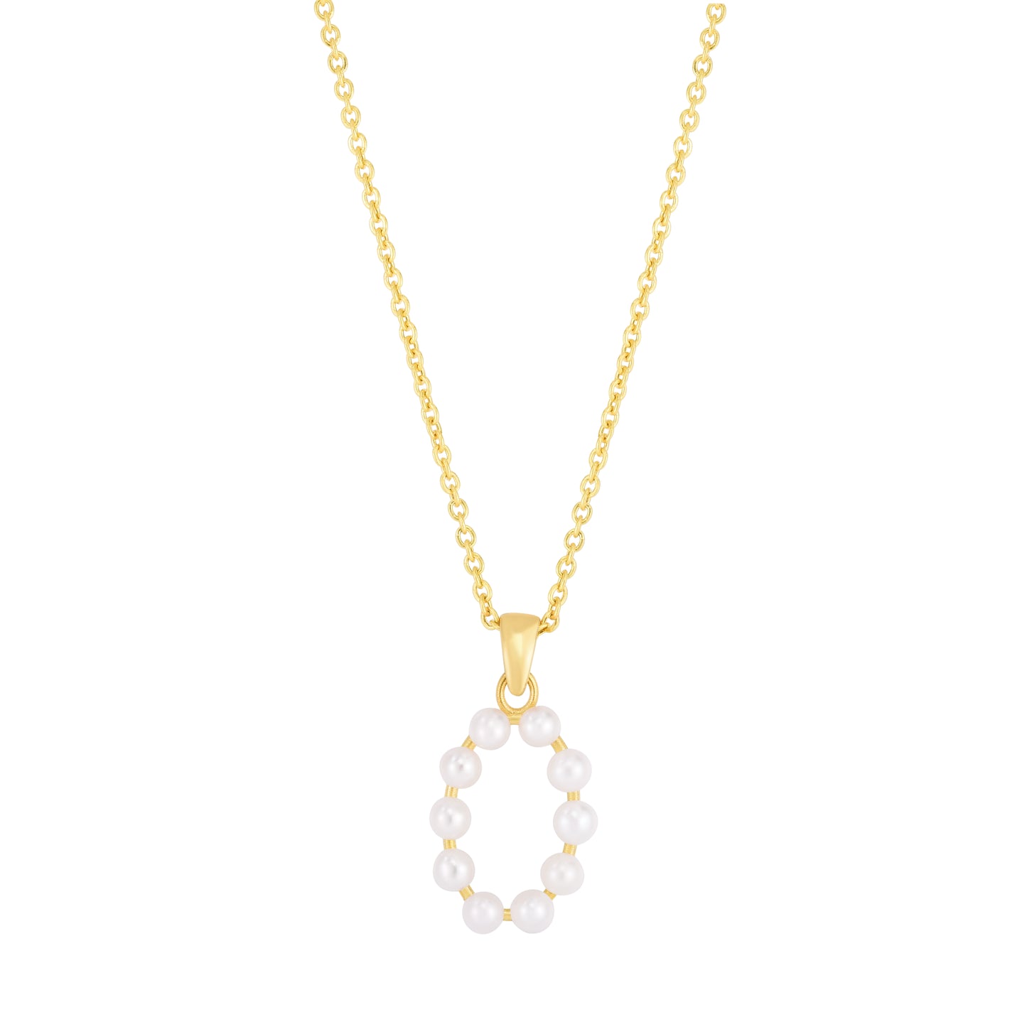 14K Pearl O Initial Necklace