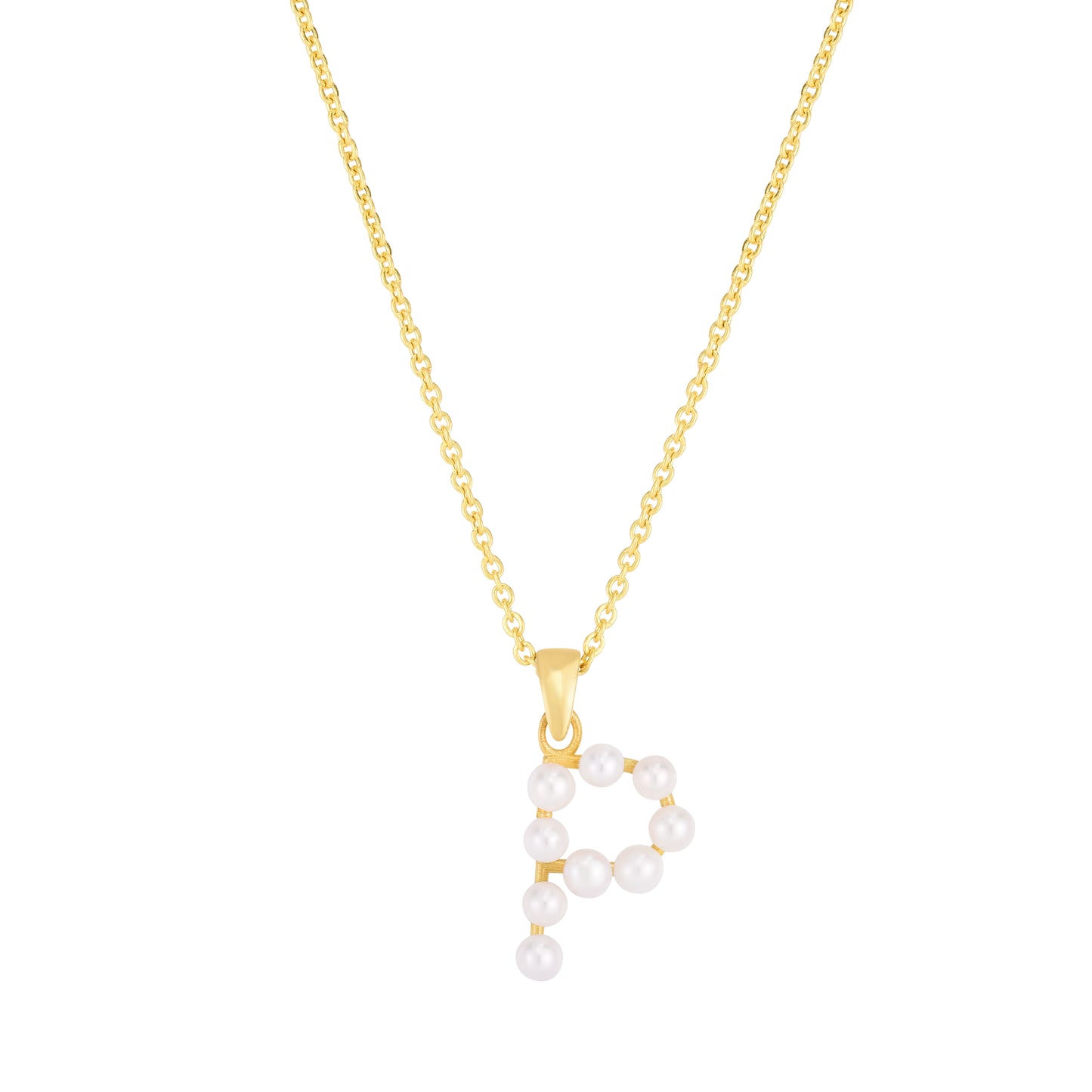14K Pearl P Initial Necklace