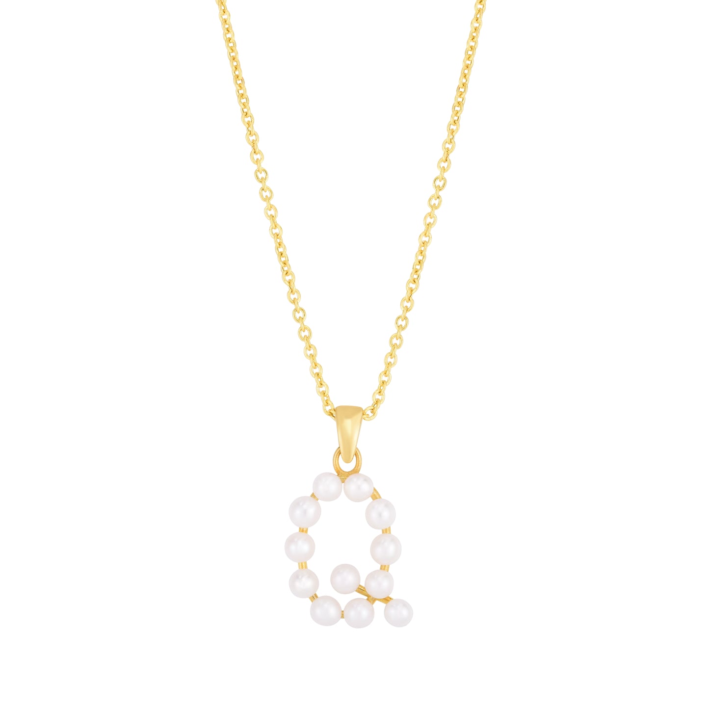 14K Pearl Q Initial Necklace