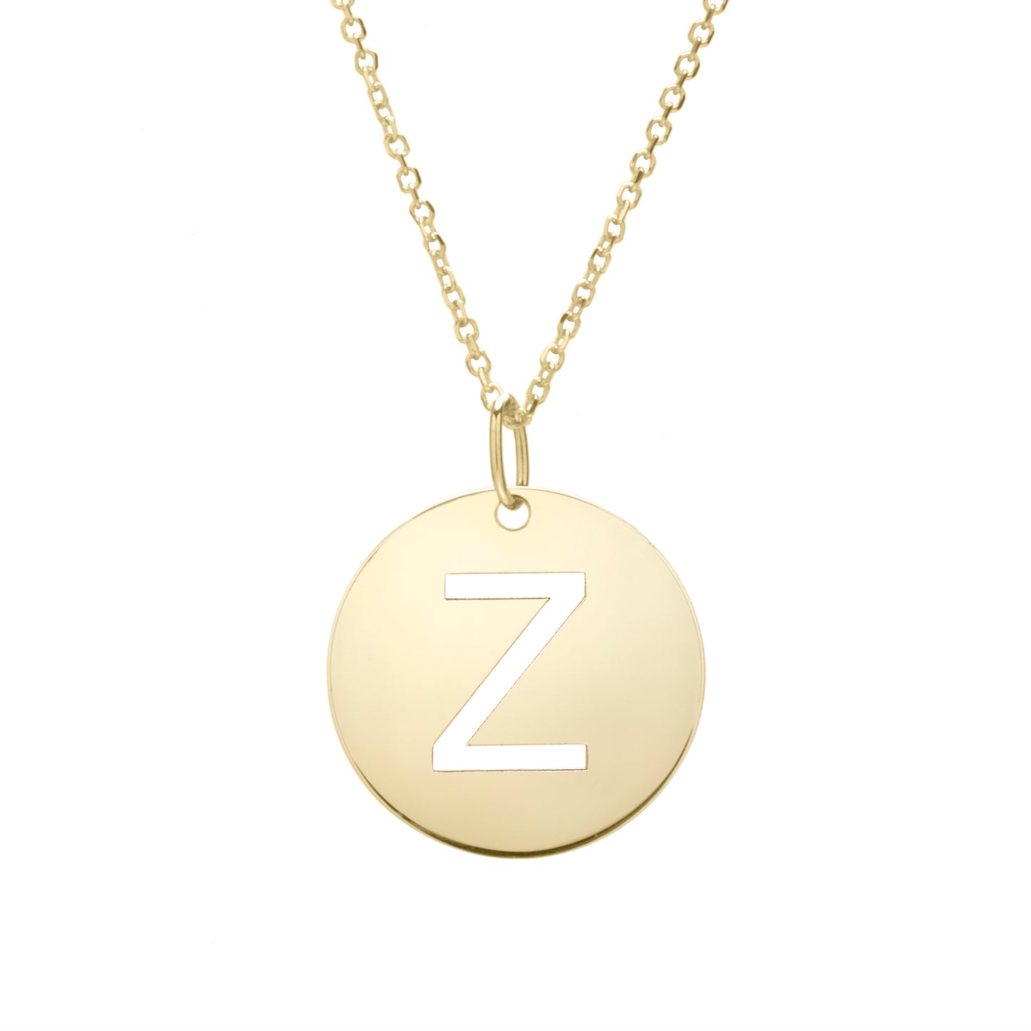 14K Gold Disc Initial Z Necklace