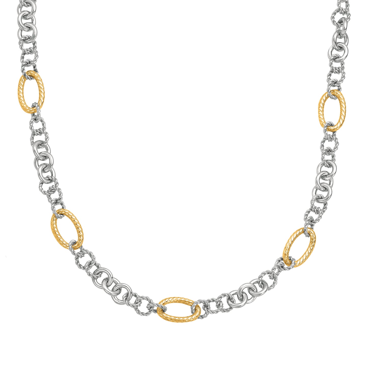 Silver & 18K Italian Cable Necklace