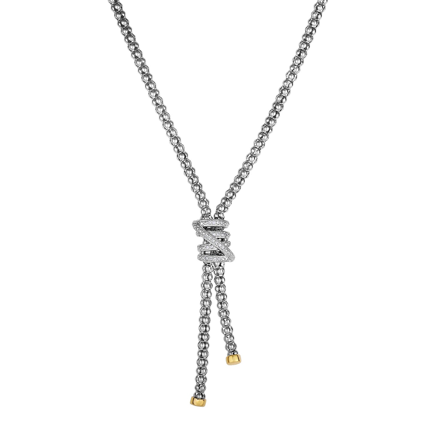 Sterling Silver & 18K Gold Popcorn Tally Diamond Necklace