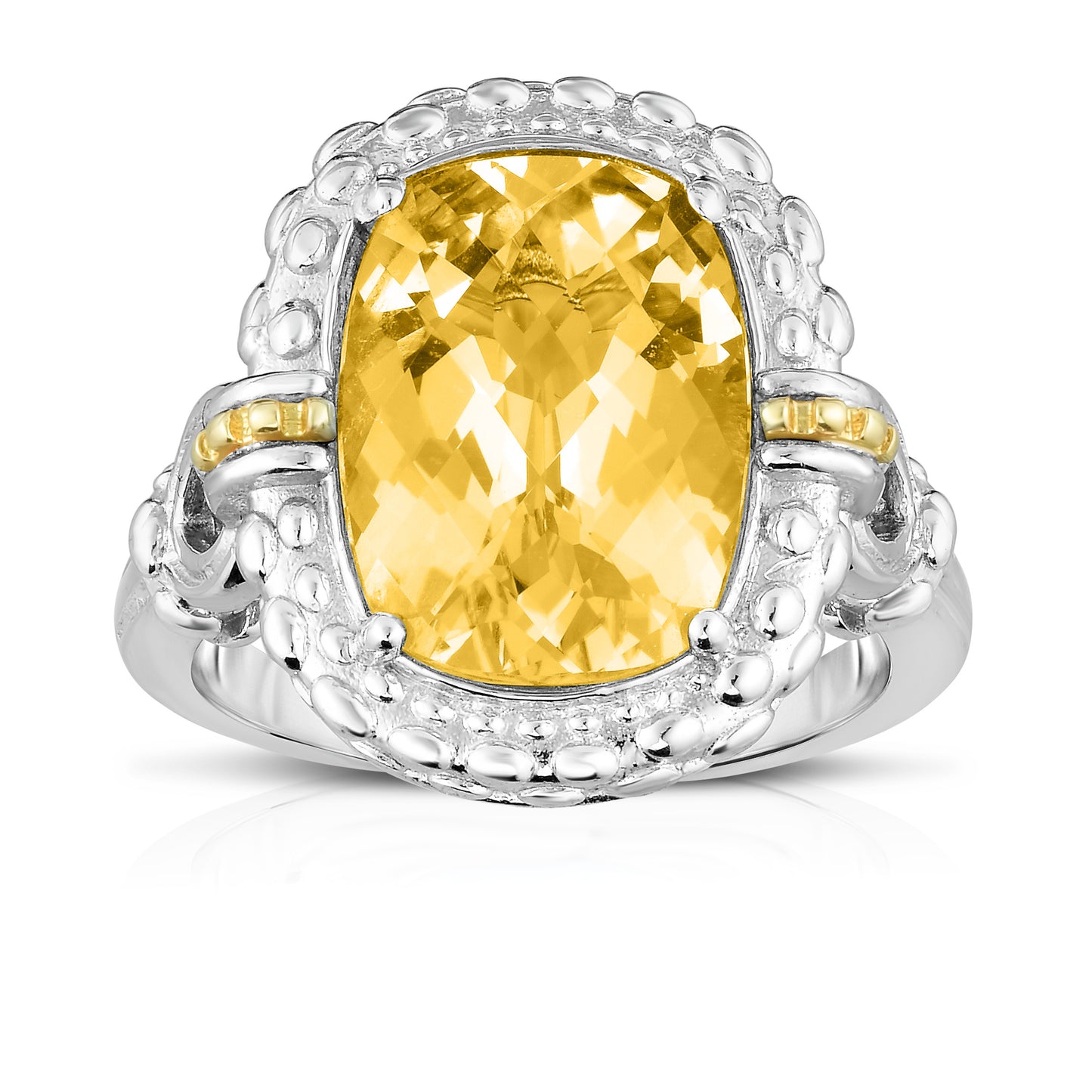 Sterling Silver & 18K Gold Gemstone Cocktail Ring
