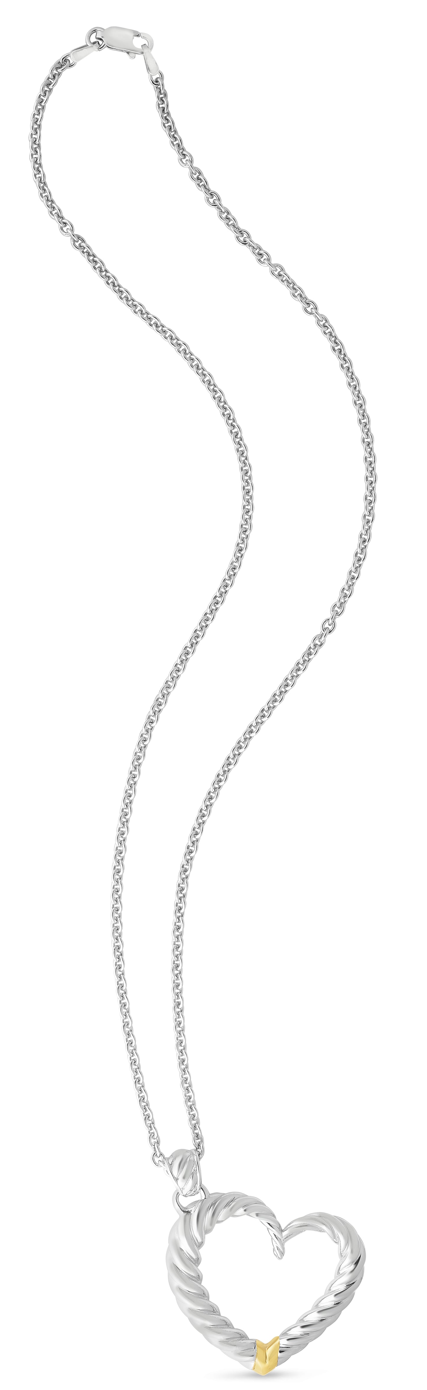 Italian Cable Bold Heart Necklace