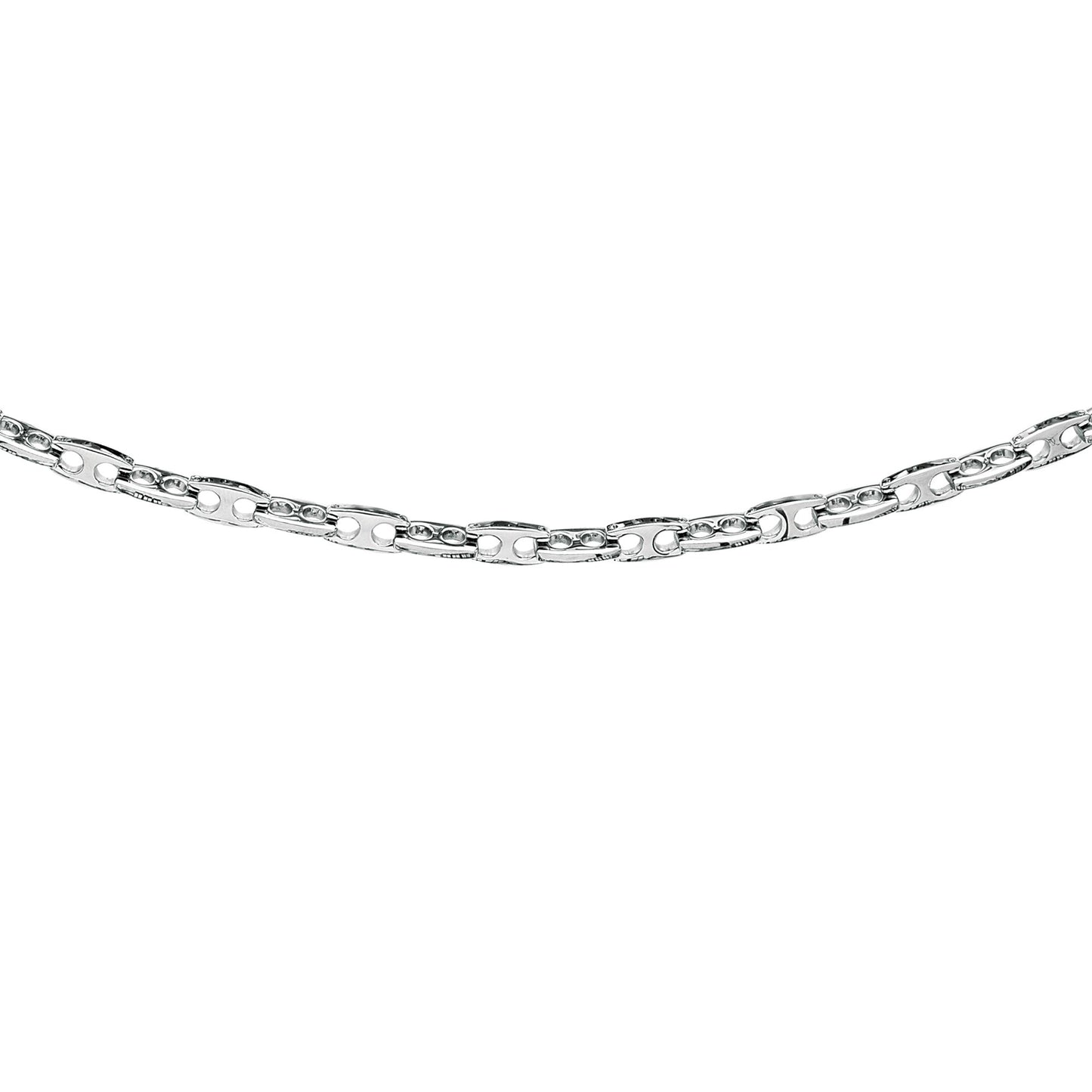 Stainless Steel Puffed Mariner Necklace