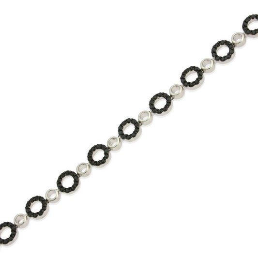 (SPECIAL ORD) Sterling Silver Black CZ Circle Bracelet