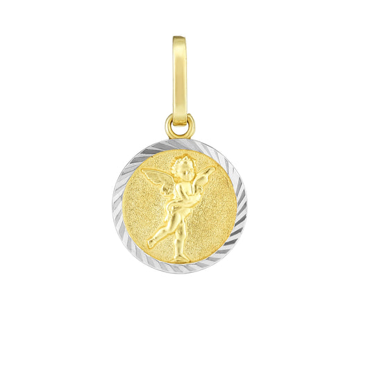 14K Two-tone Gold Angel Religious Medal