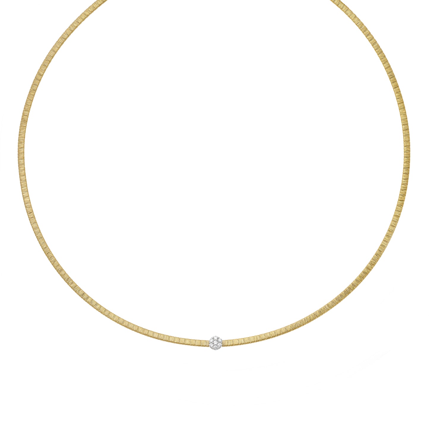 14K Gold Satin Italian Silk Diamond Necklace