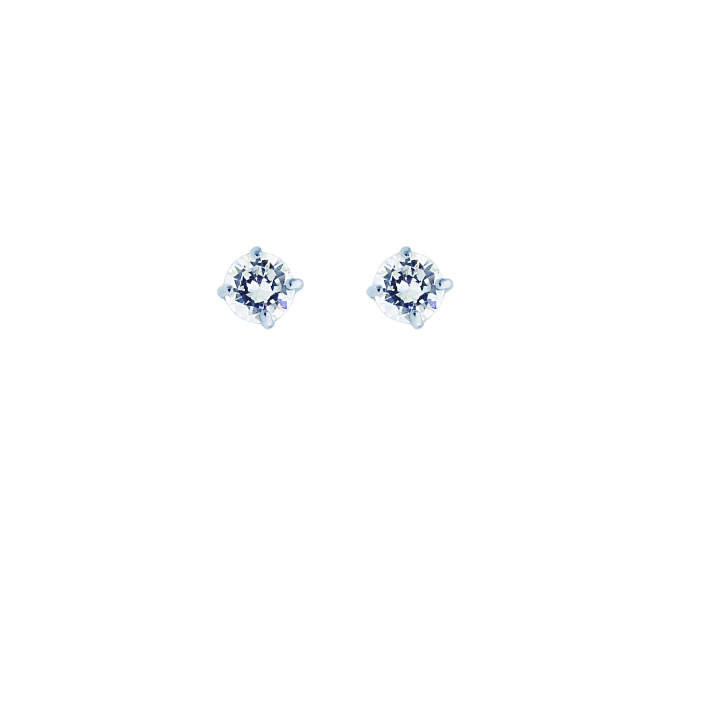 14K Gold 4mm Round CZ Stud Earring