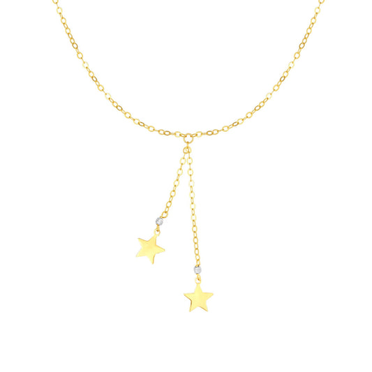 14K  Gold Polished Star Lariat Necklace