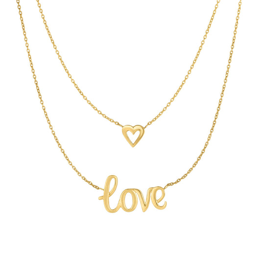 10K Gold Multi Layered Love" Necklace"